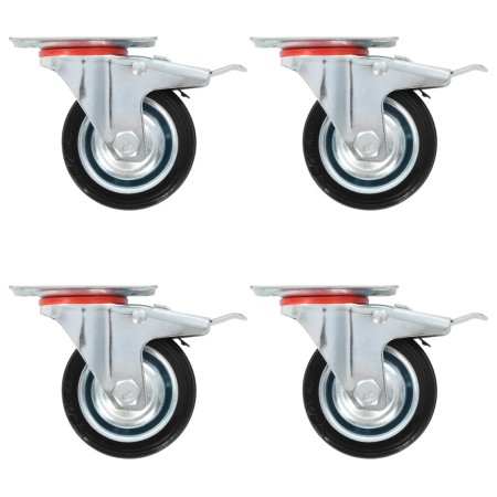 Ruedas giratorias con frenos dobles 4 unidades 75 mm de , Manipulación de materiales - Ref: Foro24-143443, Precio: 24,89 €, D...