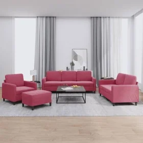 Juego de sofás 4 piezas terciopelo rojo tinto de , Sofás - Ref: Foro24-3201948, Precio: 694,10 €, Descuento: %