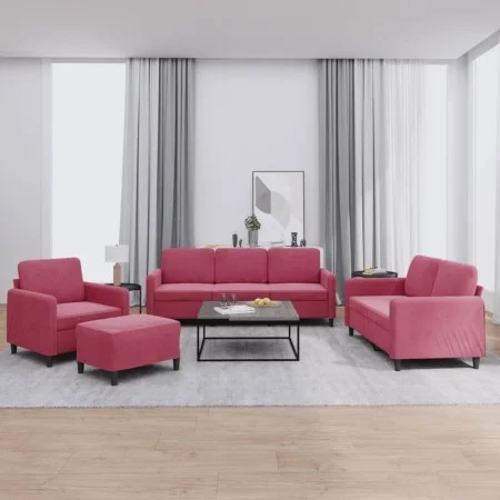 Juego de sofás 4 piezas terciopelo rojo tinto de , Sofás - Ref: Foro24-3201948, Precio: 694,10 €, Descuento: %