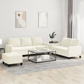 Juego de sofás con cojines 3 piezas terciopelo crema de , Sofás - Ref: Foro24-3201534, Precio: 585,70 €, Descuento: %