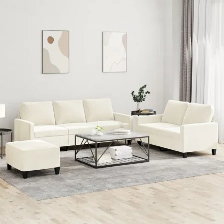 Juego de sofás con cojines 3 piezas terciopelo crema de , Sofás - Ref: Foro24-3201534, Precio: 585,70 €, Descuento: %