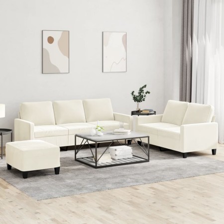 Juego de sofás con cojines 3 piezas terciopelo crema de , Sofás - Ref: Foro24-3201534, Precio: 597,10 €, Descuento: %