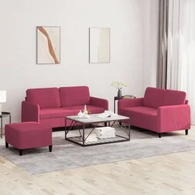 Juego de sofás 3 piezas terciopelo rojo tinto de , Sofás - Ref: Foro24-3201988, Precio: 512,28 €, Descuento: %