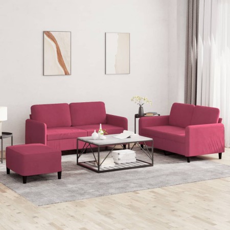 Juego de sofás 3 piezas terciopelo rojo tinto de , Sofás - Ref: Foro24-3201988, Precio: 520,38 €, Descuento: %