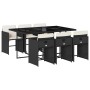 Set de comedor de jardín 7 pzas y cojines ratán sintético negro de , Conjuntos de jardín - Ref: Foro24-3211086, Precio: 391,8...
