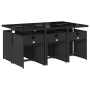 Set de comedor de jardín 7 pzas y cojines ratán sintético negro de , Conjuntos de jardín - Ref: Foro24-3211086, Precio: 391,8...