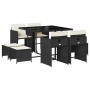 Set de comedor de jardín 9 pzas y cojines ratán sintético negro de , Conjuntos de jardín - Ref: Foro24-3211134, Precio: 349,6...