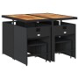 Set de comedor de jardín 9 pzas y cojines ratán sintético negro de , Conjuntos de jardín - Ref: Foro24-3211143, Precio: 380,5...