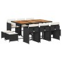 Set de comedor jardín 11 pzas con cojines ratán sintético negro de , Conjuntos de jardín - Ref: Foro24-3211155, Precio: 554,6...