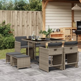 Set comedor jardín 9 pzas y cojines ratán sintético gris de , Conjuntos de jardín - Ref: Foro24-3211136, Precio: 362,65 €, De...