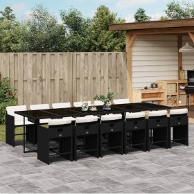 Set comedor de jardín con cojines 13 pzas ratán sintético negro de , Conjuntos de jardín - Ref: Foro24-3211122, Precio: 803,0...