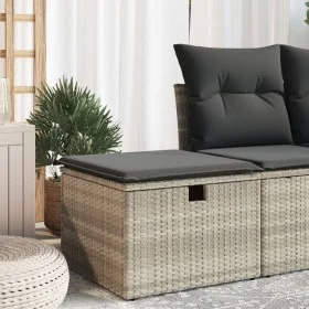 Taburete jardín con cojín ratán sintético gris claro 55x55x37cm de , Otomanas de exterior - Ref: Foro24-366180, Precio: 62,30...