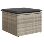 Taburete jardín con cojín ratán sintético gris claro 55x55x37cm de , Otomanas de exterior - Ref: Foro24-366180, Precio: 63,22...