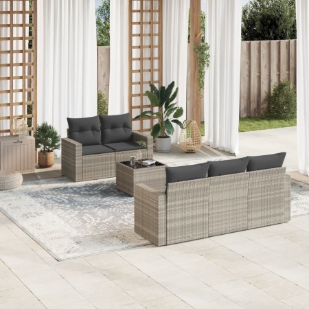 Set de sofás de jardín 6 pzas y cojines ratán sintético gris de , Conjuntos de jardín - Ref: Foro24-3218692, Precio: 414,23 €...