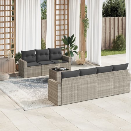 Set de sofás de jardín 8 pzas y cojines ratán sintético gris de , Conjuntos de jardín - Ref: Foro24-3218722, Precio: 511,50 €...