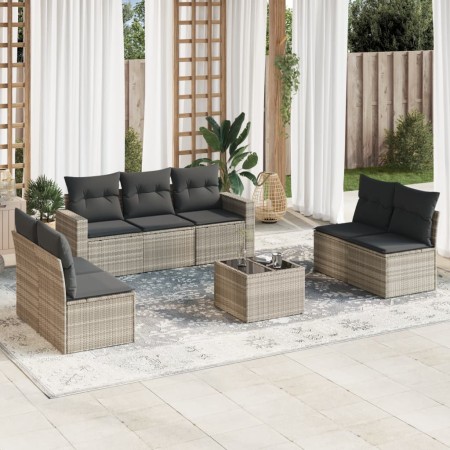 Set de sofás de jardín 8 pzas y cojines ratán sintético gris de , Conjuntos de jardín - Ref: Foro24-3218832, Precio: 491,24 €...