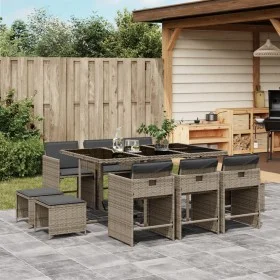 Set de comedor de jardín 11 pzas y cojines ratán sintético gris de , Conjuntos de jardín - Ref: Foro24-3211148, Precio: 547,7...