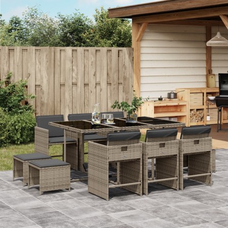 Set de comedor de jardín 11 pzas y cojines ratán sintético gris de , Conjuntos de jardín - Ref: Foro24-3211148, Precio: 498,9...