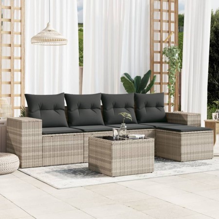 Set de sofás de jardín 6 pzas y cojines ratán sintético gris de , Conjuntos de jardín - Ref: Foro24-3254839, Precio: 386,87 €...