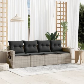 Set de sofás de jardín 4 pzas y cojines ratán sintético gris de , Conjuntos de jardín - Ref: Foro24-3252219, Precio: 268,32 €...