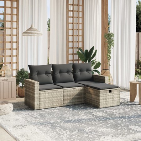 Set de sofás de jardín 4 pzas y cojines ratán sintético gris de , Conjuntos de jardín - Ref: Foro24-3263448, Precio: 260,92 €...