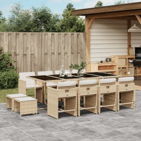 Set comedor de jardín con cojines 13 pzas ratán sintético beige de , Conjuntos de jardín - Ref: Foro24-3211162, Precio: 667,6...