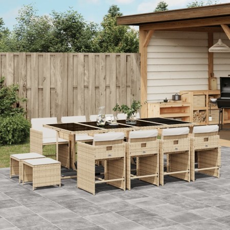 Set comedor de jardín con cojines 13 pzas ratán sintético beige de , Conjuntos de jardín - Ref: Foro24-3211162, Precio: 667,6...
