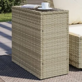 Mesa auxiliar jardín tapa vidrio ratán gris claro 58x27,5x55 cm de , Mesas de jardín - Ref: Foro24-366189, Precio: 52,05 €, D...