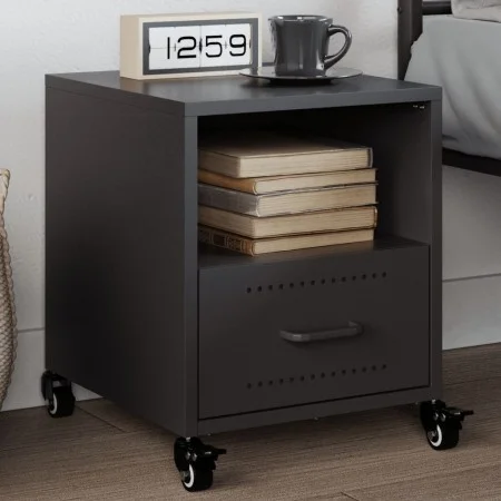 Nachttisch aus schwarzem Stahl, 36x39x43,5 cm. von , Nachttische - Ref: Foro24-846704, Preis: 58,35 €, Rabatt: %