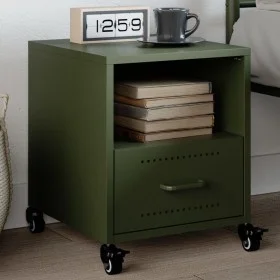 Bedside table in olive green steel, 36x39x43.5 cm by , Nightstands - Ref: Foro24-846712, Price: 61,49 €, Discount: %