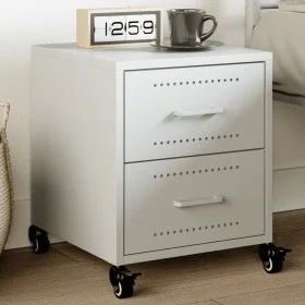 White steel bedside table 36x39x43.5 cm by , Nightstands - Ref: Foro24-846636, Price: 73,74 €, Discount: %