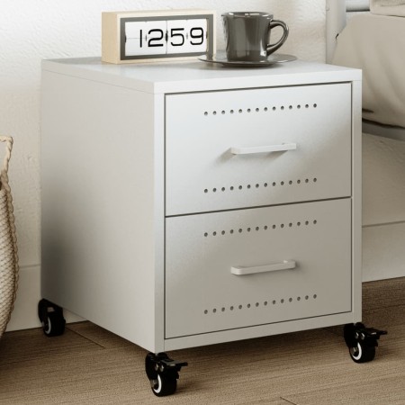 Mesita de noche acero blanco 36x39x43,5 cm de , Mesitas de noche - Ref: Foro24-846636, Precio: 74,72 €, Descuento: %