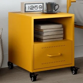 Mesita de noche acero amarillo mostaza 36x39x43,5 cm de , Mesitas de noche - Ref: Foro24-846710, Precio: 61,72 €, Descuento: %