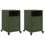 Mesitas de noche 2 unidades acero verde oliva 36x39x59 cm de , Mesitas de noche - Ref: Foro24-846725, Precio: 83,47 €, Descue...