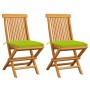 Sillas de jardín 2 uds madera teca con cojines verde brillante de , Sillas de jardín - Ref: Foro24-3062486, Precio: 142,62 €,...