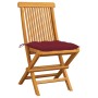 Sillas de jardín 2 uds madera de teca con cojines rojo tinto de , Sillas de jardín - Ref: Foro24-3062484, Precio: 142,62 €, D...