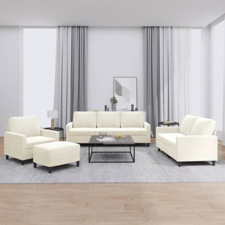 Juego de sofás con cojines 4 piezas terciopelo crema de , Sofás - Ref: Foro24-3201494, Precio: 760,79 €, Descuento: %