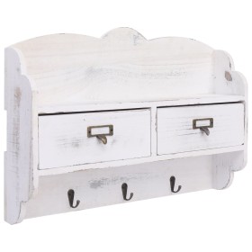 Perchero de pared de madera blanco 50x10x34 cm de , Percheros para sombreros y abrigos - Ref: Foro24-284239, Precio: 57,03 €,...
