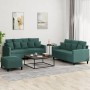 Juego de sofás con cojines 3 piezas terciopelo verde oscuro de , Sofás - Ref: Foro24-3201712, Precio: 437,97 €, Descuento: %