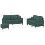 Juego de sofás con cojines 3 piezas terciopelo verde oscuro de , Sofás - Ref: Foro24-3201712, Precio: 437,97 €, Descuento: %