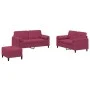 Juego de sofás con cojines 3 piezas terciopelo rojo tinto de , Sofás - Ref: Foro24-3202008, Precio: 530,60 €, Descuento: %