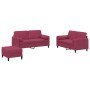 Juego de sofás con cojines 3 piezas terciopelo rojo tinto de , Sofás - Ref: Foro24-3202008, Precio: 538,70 €, Descuento: %