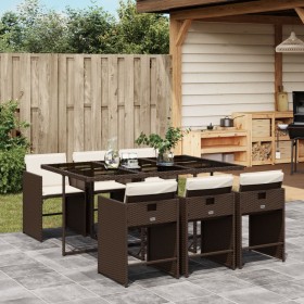 Set comedor de jardín 7 pzas con cojines ratán sintético marrón de , Conjuntos de jardín - Ref: Foro24-3211089, Precio: 394,1...