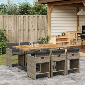 Set comedor jardín 7 pzas y cojines ratán sintético gris de , Conjuntos de jardín - Ref: Foro24-3211094, Precio: 514,60 €, De...