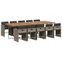 Set de comedor de jardín 11 pzas y cojines ratán sintético gris de , Conjuntos de jardín - Ref: Foro24-3211118, Precio: 785,8...