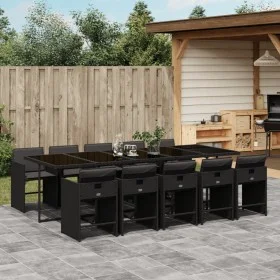 Set de comedor jardín 11 pzas con cojines ratán sintético negro de , Conjuntos de jardín - Ref: Foro24-3211111, Precio: 788,8...
