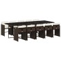 Set comedor de jardín 11 pzas y cojines ratán sintético marrón de , Conjuntos de jardín - Ref: Foro24-3211113, Precio: 701,44...