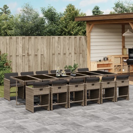 Set comedor de jardín con cojines 13 pzas ratán sintético gris de , Conjuntos de jardín - Ref: Foro24-3211124, Precio: 827,76...