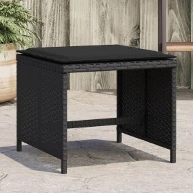 Taburetes de jardín con cojines 4 uds ratán PE negro 41x41x36cm de , Otomanas de exterior - Ref: Foro24-365042, Precio: 98,30...
