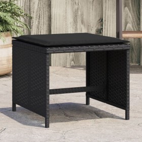 Taburetes de jardín con cojines 4 uds ratán PE negro 41x41x36cm de , Otomanas de exterior - Ref: Foro24-365042, Precio: 99,84...